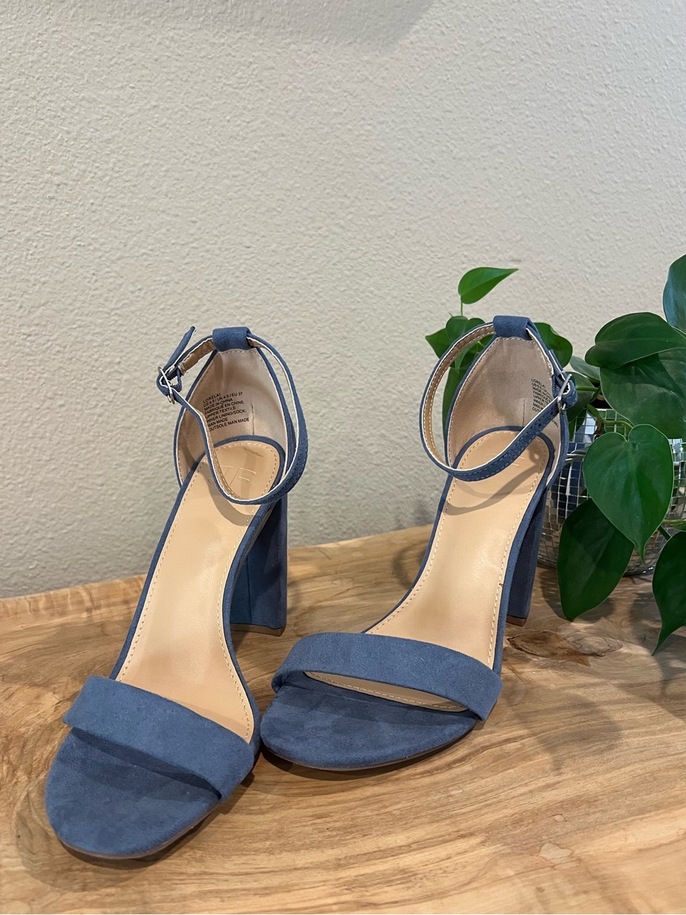 jf j.ferrar Denim Blue Suede Block Heel Sandals